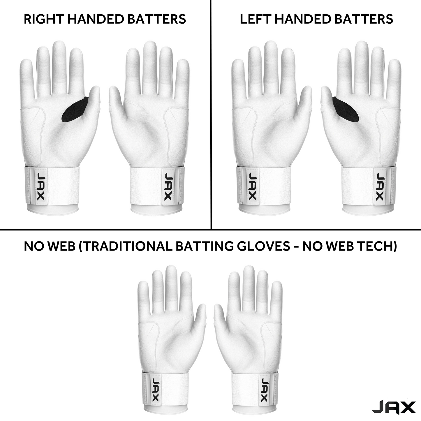 Jax Batting Gloves | Platinum White | Strap Cuff